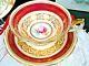 Paragon Tea Cup And Saucer Pink Center Rose Gold Gilt Red Band Teacup Dw 1950s