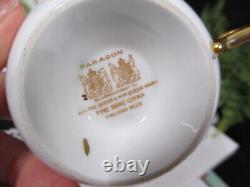 PARAGON tea cup & saucer Cobalt blue & floral gold gilt teacup England 1950s