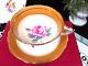 Paragon Tea Cup & Saucer Pink Cabbage Rose Pale Orange Teacup England 1950s Set