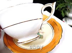 PARAGON tea cup & saucer PINK cabbage rose PALE orange teacup England 1950s set