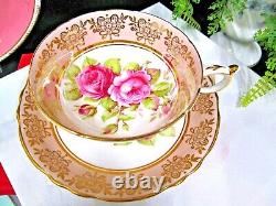 PARAGON tea cup & saucer PINK cabbage rose pink teacup England 1950s set
