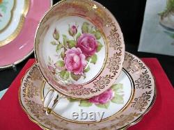 PARAGON tea cup & saucer PINK cabbage rose pink teacup England 1950s set