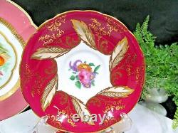 PARAGON tea cup & saucer PINK rose floral red & gold teacup England 1950s