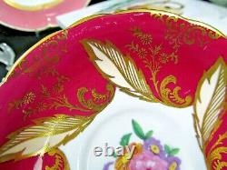 PARAGON tea cup & saucer PINK rose floral red & gold teacup England 1950s