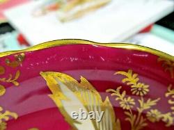 PARAGON tea cup & saucer PINK rose floral red & gold teacup England 1950s
