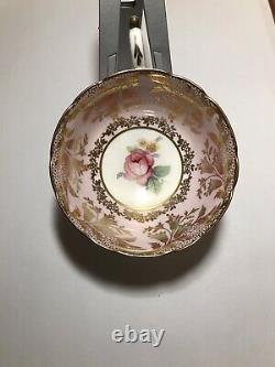 PINK PARAGON Tea Cup & Saucer Center Cabbage Pink Rose Teacup DW Gold Gilt L@@K