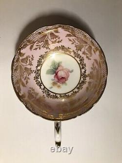 PINK PARAGON Tea Cup & Saucer Center Cabbage Pink Rose Teacup DW Gold Gilt L@@K