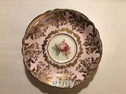 PINK PARAGON Tea Cup & Saucer Center Cabbage Pink Rose Teacup DW Gold Gilt L@@K