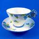 Painted Pansy Flower Handle Royal Paragon Blue Pansy Tea Cup And Saucer Set