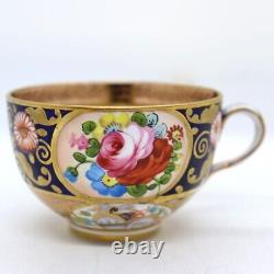 Pair Antique English Swansea Porcelain Imari Pattern Teacups 1814-17