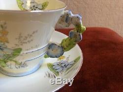Paragon 1933-34 Blue Flower Handle Floral Tea Cup And Saucer China