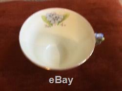 Paragon 1933-34 Blue Flower Handle Floral Tea Cup And Saucer China