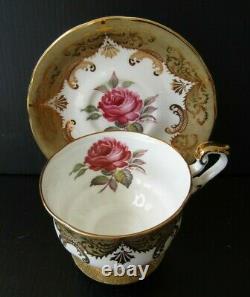 Paragon Antique Rose Signed Johnson Vintage Gold and Rose Teacup and Saucer Set