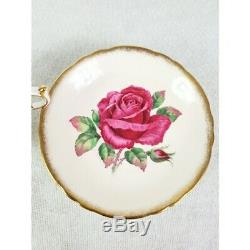 Paragon Cabbage Rose Signed R Johnson Tea Cup and Saucer Paragon Red Rose