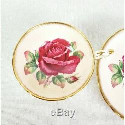 Paragon Cabbage Rose Signed R Johnson Tea Cup and Saucer Paragon Red Rose
