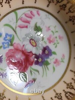 Paragon China Tea Cup & Saucer Black with Gold Trim Hand Painted Floral Pink Rose