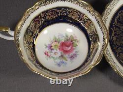 Paragon Cup & Saucer Cobalt & Gold Gilt Floral Center Vintage England 5.5