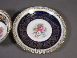 Paragon Cup & Saucer Cobalt & Gold Gilt Floral Center Vintage England 5.5