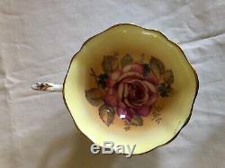 Paragon Cup Saucer Large Rose Double Warrant Robin Egg Blue & Yellow