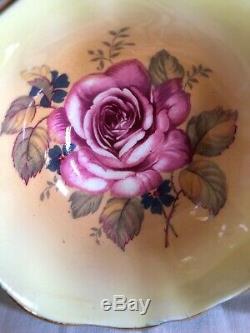 Paragon Cup Saucer Large Rose Double Warrant Robin Egg Blue & Yellow