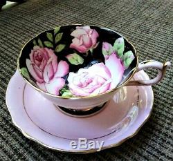 Paragon Double Warrant Hand Painted Cabbage Roses Pink Teacup & Saucer