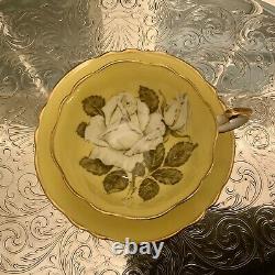 Paragon Double Warrant Yellow Tea Cup Saucer With White Rose