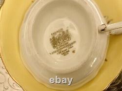 Paragon Double Warrant Yellow Tea Cup Saucer With White Rose