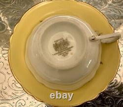 Paragon Double Warrant Yellow Tea Cup Saucer With White Rose