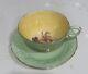 Paragon Fine Bone China Peach Fruit Yellow + Green Embossed Tea Cup + Saucer Set