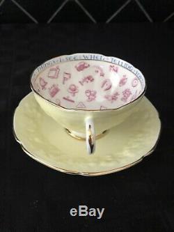 Paragon Fortune Telling Tea Cup Saucer Yellow Psychic Reading