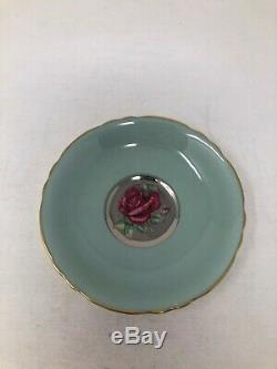 Paragon Large Floating Red Rose Center Silver Gold Trim Cup & Saucer