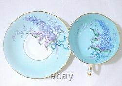 Paragon Lilac Blue Bow on Light Blue Background Cup Saucer Set