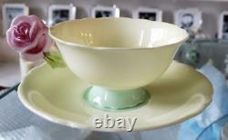 Paragon Pink Rose Handle Bone China Footed Tea Cup Saucer Yellow Vintage NO BOX