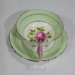 Paragon Pink Rose Handle Tea Cup and Saucer Set