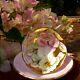 Paragon Pink Teacup & Saucer Floating Three Pansies On Heavy Gold Bowl