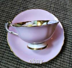Paragon Pink Teacup & Saucer Floating Three Pansies on Heavy Gold Bowl