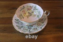Paragon Pink large cabbage white rose garland Teacup Tea cup saucer