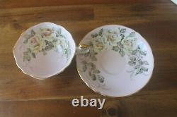 Paragon Pink large cabbage white rose garland Teacup Tea cup saucer