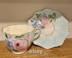 Paragon RARE Bone China Teacup Celadon Green Large Floating Cabbage Rose RARE