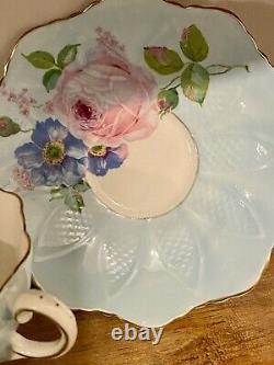 Paragon RARE Bone China Teacup Celadon Green Large Floating Cabbage Rose RARE