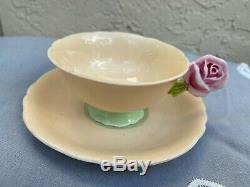 Paragon Rare Gorgeous Rose Handled Teacup & Saucer Made In England