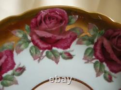 Paragon Ruby Red Floating Roses with Lavish Gold Tea Cup & Saucer