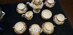 Paragon Spring Melody Fine Bone China Teapot Tea Cups Saucer Set H. M Queen