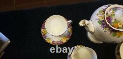 Paragon Spring Melody Fine Bone China Teapot Tea Cups Saucer Set H. M Queen