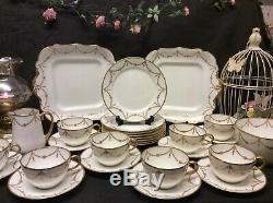 Paragon Star China Tea Set Cups Saucers Heavily Gilded Swags Jewelled Design