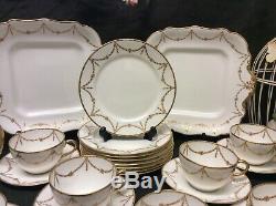 Paragon Star China Tea Set Cups Saucers Heavily Gilded Swags Jewelled Design