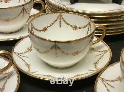 Paragon Star China Tea Set Cups Saucers Heavily Gilded Swags Jewelled Design