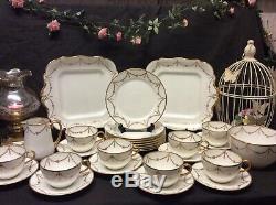 Paragon Star China Tea Set Cups Saucers Heavily Gilded Swags Jewelled Design