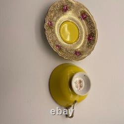 Paragon Tea Cup And Saucer Yellow Gold Chintz Pink Floral 7962/2 Dbl Warranted