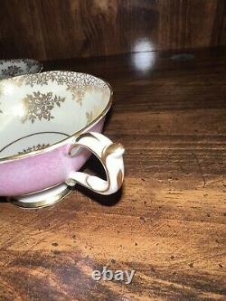 Paragon Tea Cup & Saucer Mottled Pink And Gold Flower Double Stamped